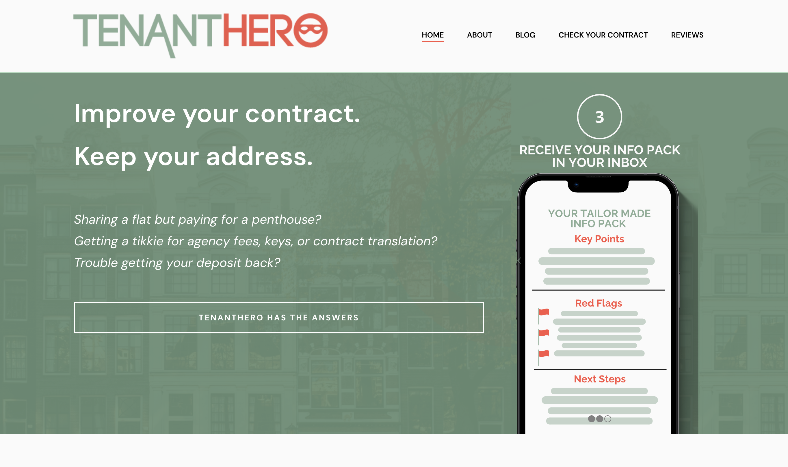 Screenshot of TenantHero homepage